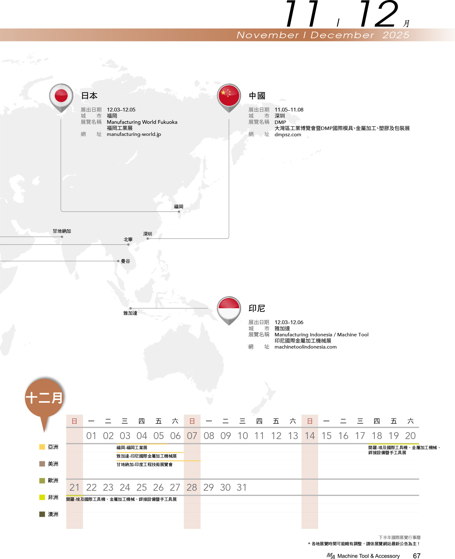 2025年11-12月產業行事曆